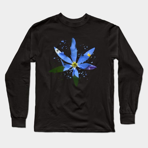 blue flowers painting with blobs Long Sleeve T-Shirt by rh_naturestyles